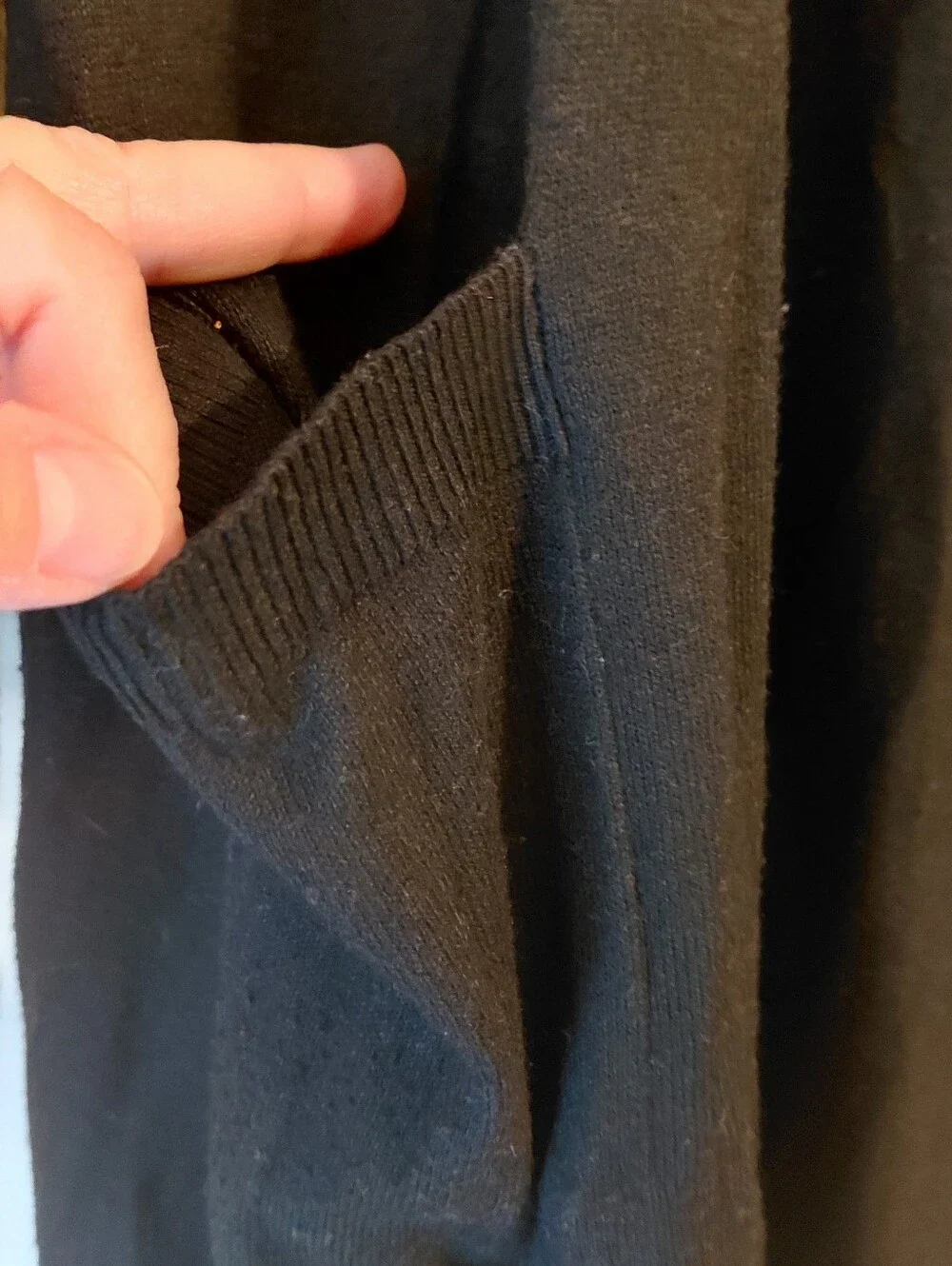 Black Long Line Cardigan Pockets Small